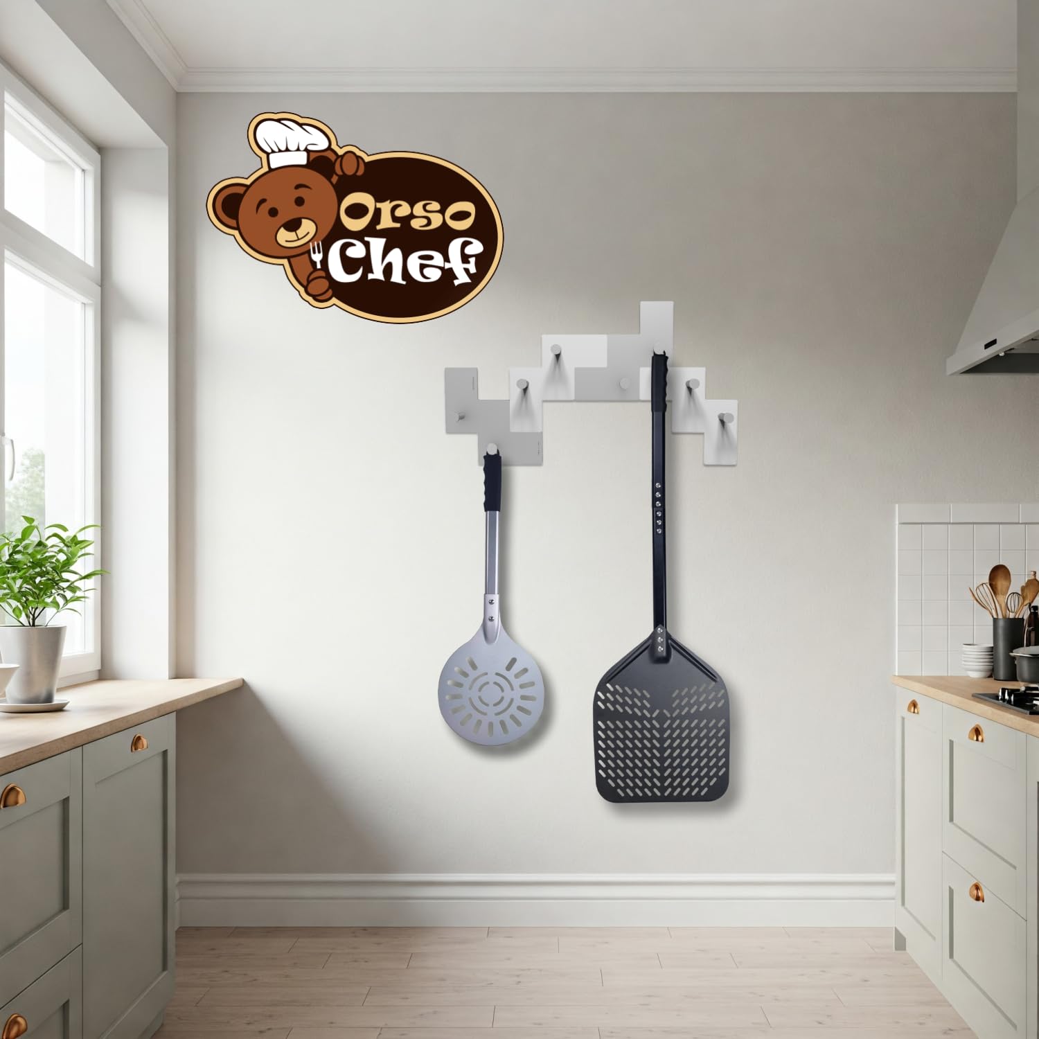 Antech - Pala Pizza Forata in alluminio Anodizzato 30x30 cm con Manico Estensibile + Paletta Ruota Pizza in Alluminio da 25 cm (10 pollici). Per Pizza Pane Crostate - Set di due pale -