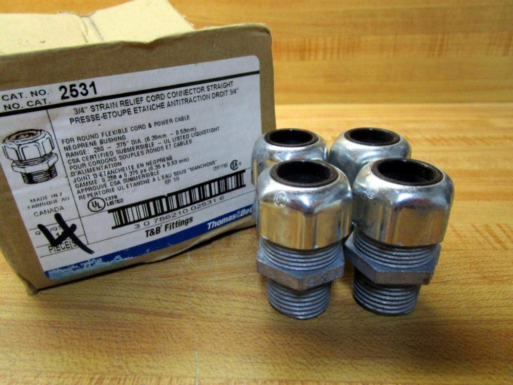 Thomas and Betts 2531 3/4" Strain Relief Cord Connector (Pack of 4) Industrial