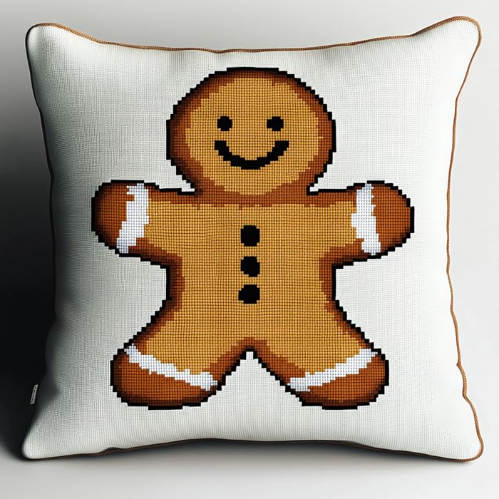 Kit de broderie au point de croix pré-imprimé biscuits au gingembre à offrir en cadeau