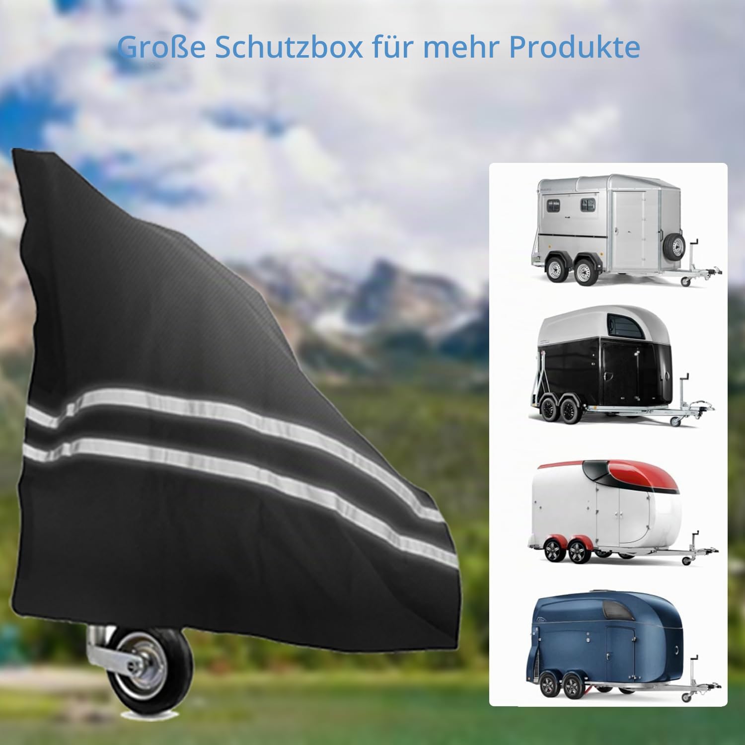 Deichselabdeckung für Wohnwagen und Anhänger, Deichselhaube aus 600D Oxford-Gewebe Schwarz | Wasserdicht, UV-beständig, Robuste Reißfestigkeit für Camping und Reisen (Allwetter-Schutz)