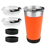 2Pack Replacement Lids and Silicone Boot Compatible with Stanley 16oz Adventure Beer Pint Glass, Insulated Lid and Anti-Impact Bottom Sleeve for Stacking Metal Drinking Tumbler