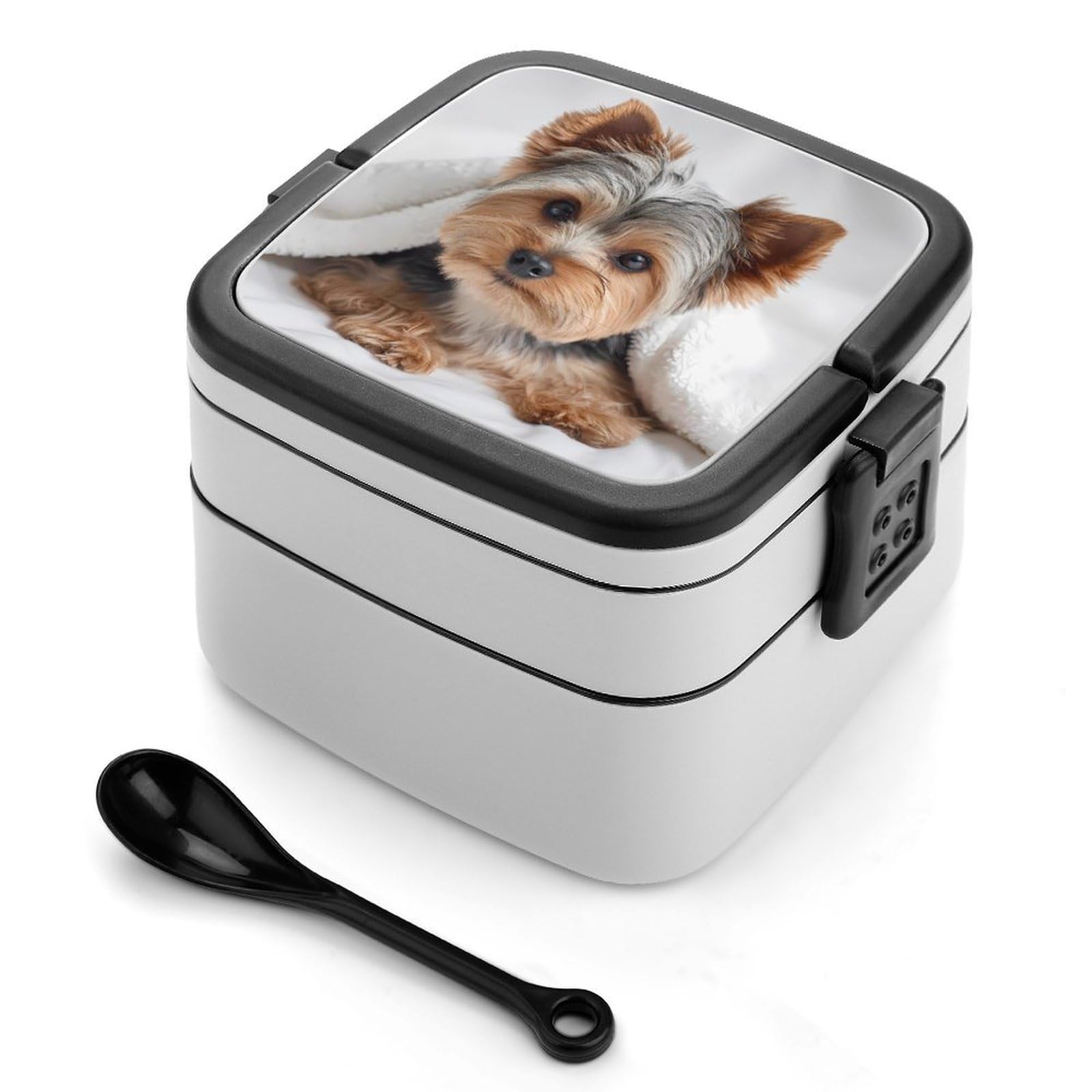 CGSBNGHA Yorkie Yorkshire Terrier Dog Bento Lunch Box 2 Layer Lunchbox Food Container for Adults Office