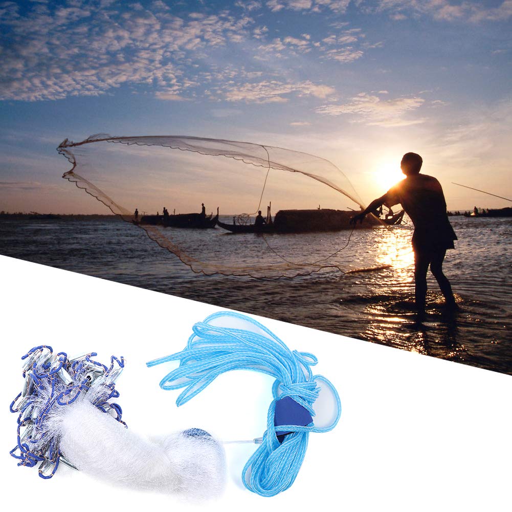 Rete Da Pesca A Lancio Con Fondo A Catena, Raggio 1,2-3,7 M, Maglia 2/7", Per Acqua Dolce E Salata