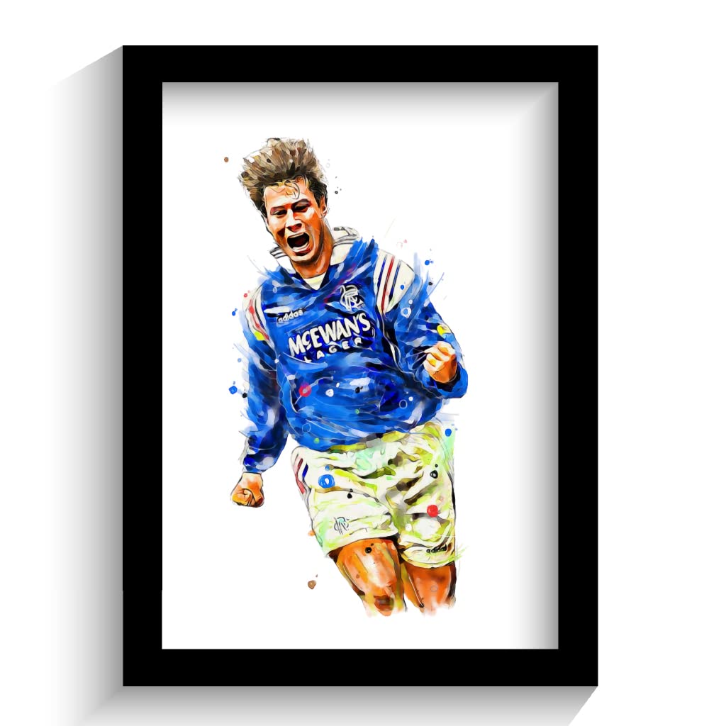 The Football Print Room Rangers Brian Laudrup Hand Drawn Framed Illustration Print Poster