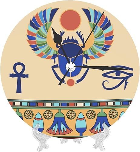 Miniatura 9 de Reloj de pared digital étnico tradicional de escarabajo egipcio para decoración de sala de estar, relojes de pared decorativos de 10 pulgadas,