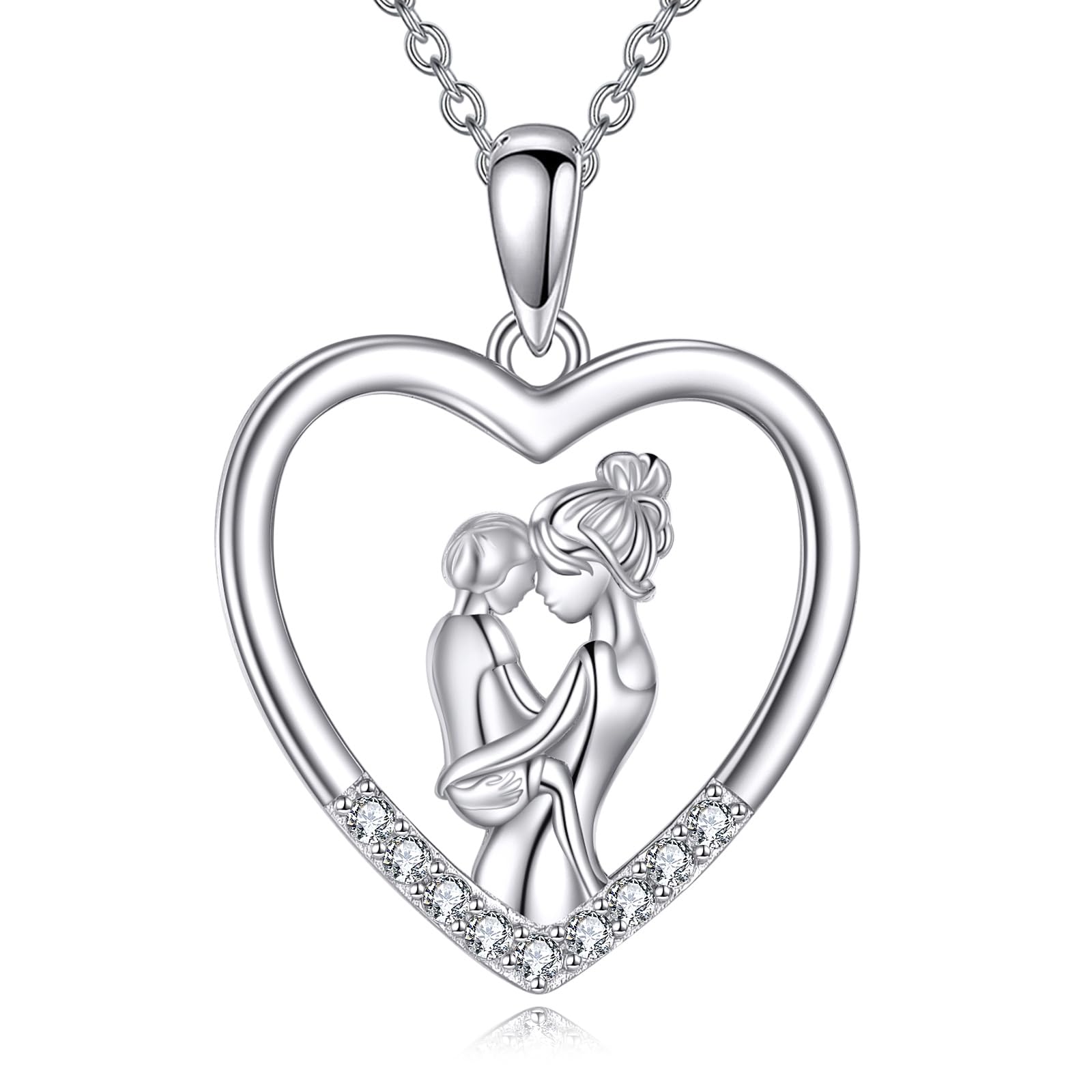 YAFEINI Mutter und Tochter Kette 925 Sterling Silber Mama Bilder Foto Medaillon Herz Halskette Anhänger Halskette Schmuck Geschenke für Mama