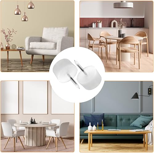 Miniatura 6 de TOVOT 100 piezas de 0.591 in de clavo para muebles con caja, silla redonda pequeña, deslizadores de muebles para madera dura