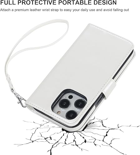 Miniatura 8 de Bocasal Funda tipo cartera desmontable para iPhone 14 Pro con bloqueo RFID, ranuras para tarjetas, soporte magnético de piel sintética de alta