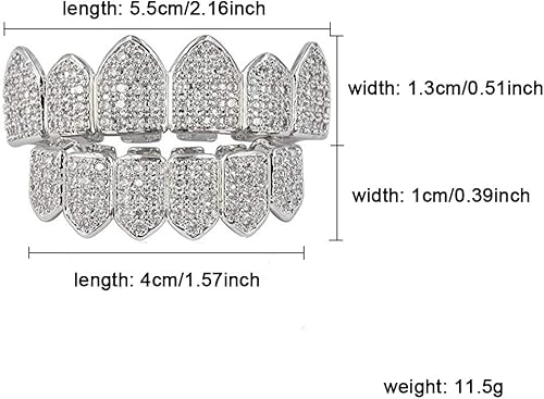 Miniatura 9 de JINAO Parrillas chapadas en oro de 18 quilates para tus dientes Macro pavé CZ con barras de moldeo adicionales incluidas para hombres y mujeres