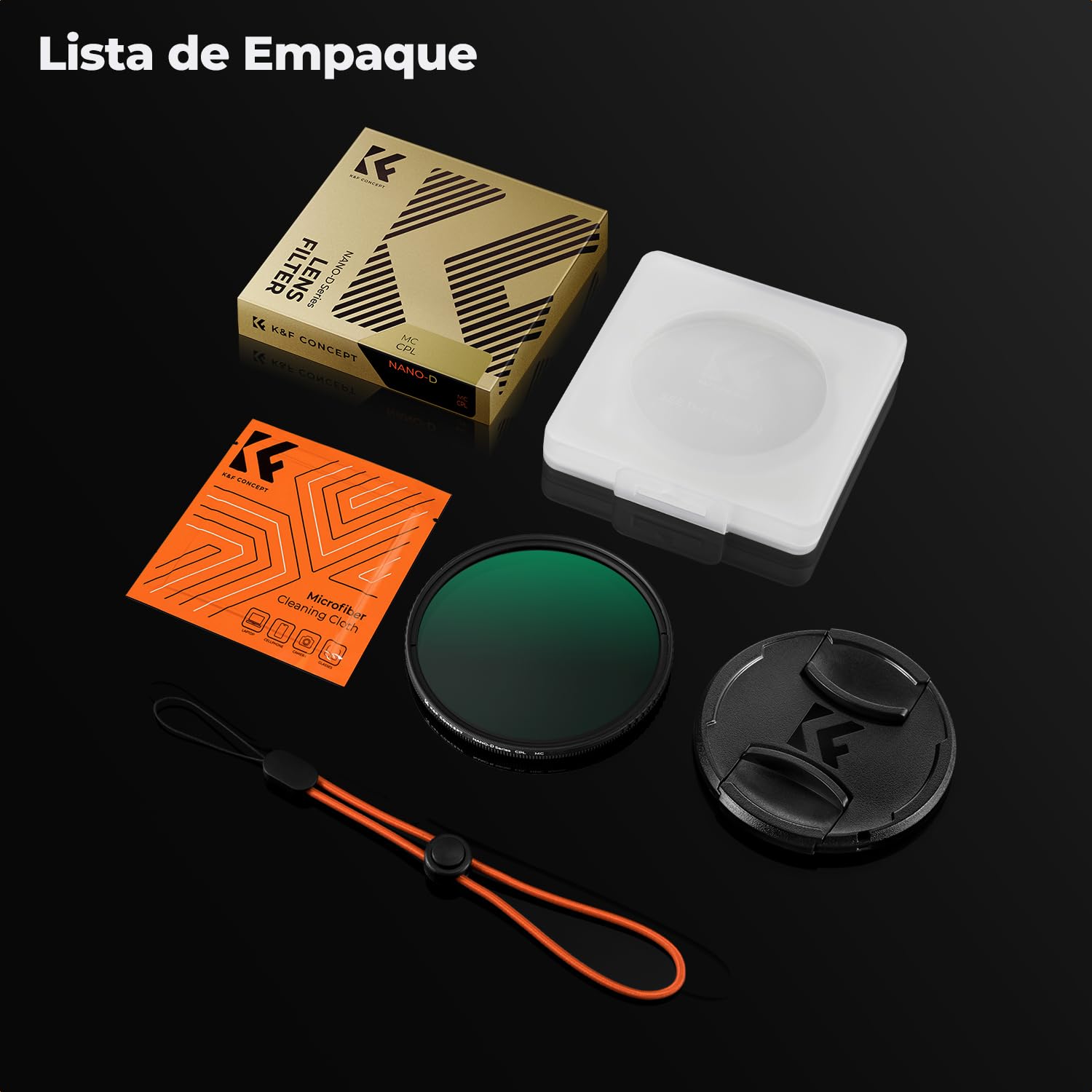 K&F CONCEPT Nano-Dazzle 58mm Filtro Polarizador Circular con Tapa de Lente | Filtro CPL de Vidrio Óptico con Revestimiento Nano con Un Paño de Limpieza - FC501