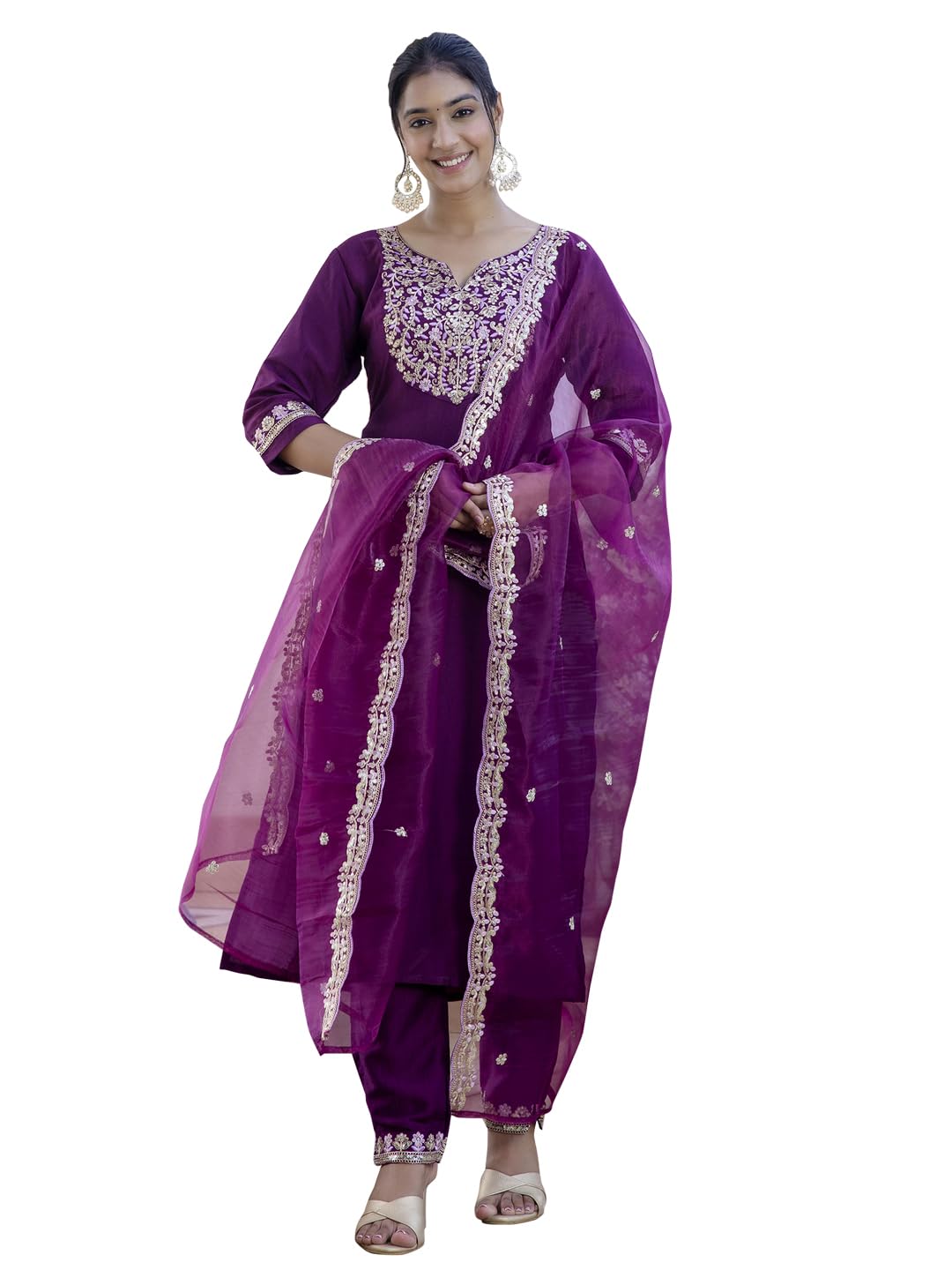 VredeVogel Women’s Embroidered Silk Blend Straight Kurta Trouser with Dupatta Set | Calf Length Ethnic Casual Kurti Set VredeVogel Women’s Embroidered Silk Blend Straight Kurta Trouser with Dupatta Set | Calf Length Ethnic Casual Kurti Set