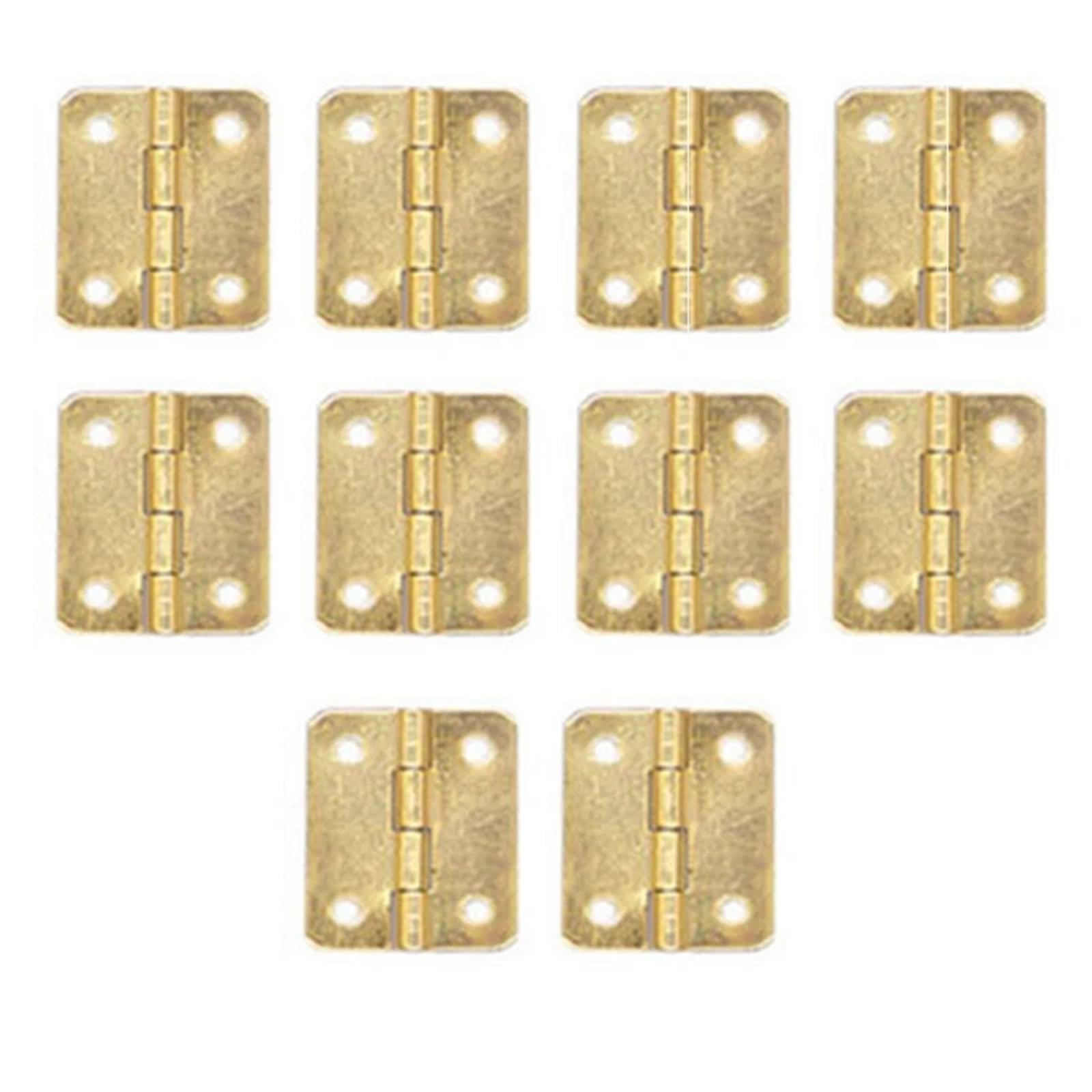 Ymuguegh One Color 10Pcs Hinges+Screw Fillet Silver/Antique 18 * 16Mm Decor Cabinet Wooden Box Wine Case Four Holes(Gold)