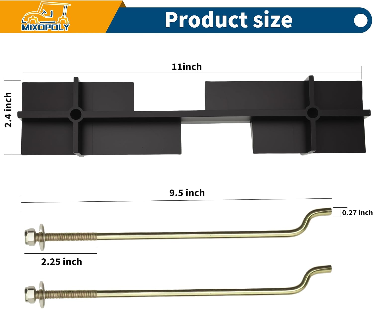 Golf Cart Battery Hold Down Plate with Rods Kit Fits EZGO TXT & RXV 1994-up Electric Models (Six Batteries, 2 * 3 Arrangement), OEM # 70045-G01, 612867, 01101-G01