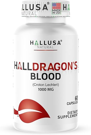 Dragons Blood Capsules 1000mg, Croton Lechleri Extract Sangre de Drago, Sangre de Grado Natural Digestion Support, Skin Healing, Ulcers, Stomach Sensitivity, Scarring, Antioxidant Support, 60 Count
