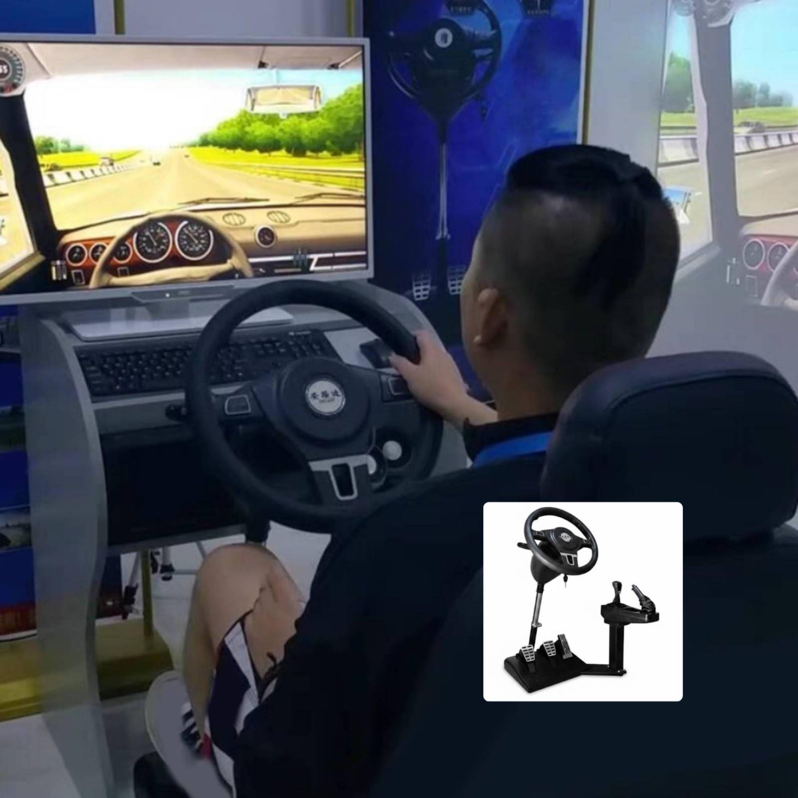 Simulatore Auto con Volante Effetto Realistico Pedaliera con Volante Allenamento Preciso per Allievi Della Scuola Guida