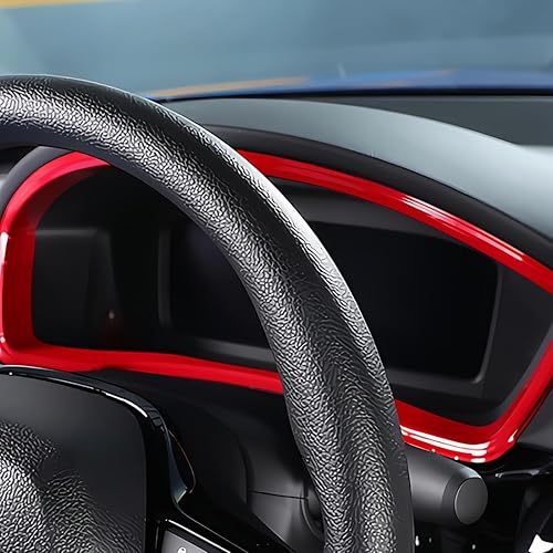 Miniatura 7 de Tablero de instrumentos Civic de 11 generación para tablero de instrumentos, marco, cubierta de marco para Honda Civic 2022 2023, ABS rojo vino,
