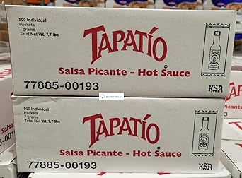 باقات صلصة Tapatio Salsa Picante الساخنة 7g 500CT 7.7lbs صندوقان