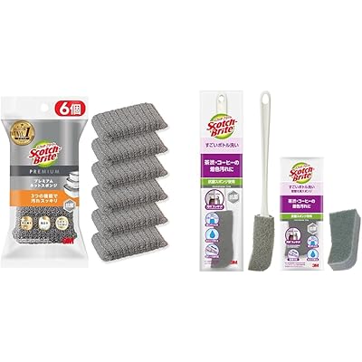 スリーエム(3M) 【セット買い】【Amazon.co.jp限定】  スポンジ キッチン キズつけない 抗菌 プレミアムネット グレー 6個 スコッチブライ …