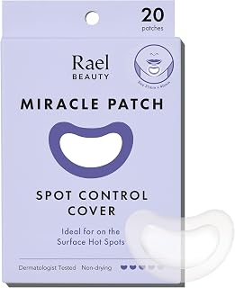 Rael Pimple Patches Miracle Spot Control - Large Hydrocolloid Acne Stickers for Chin Nose Cheeks Korean Skincare 20 Count