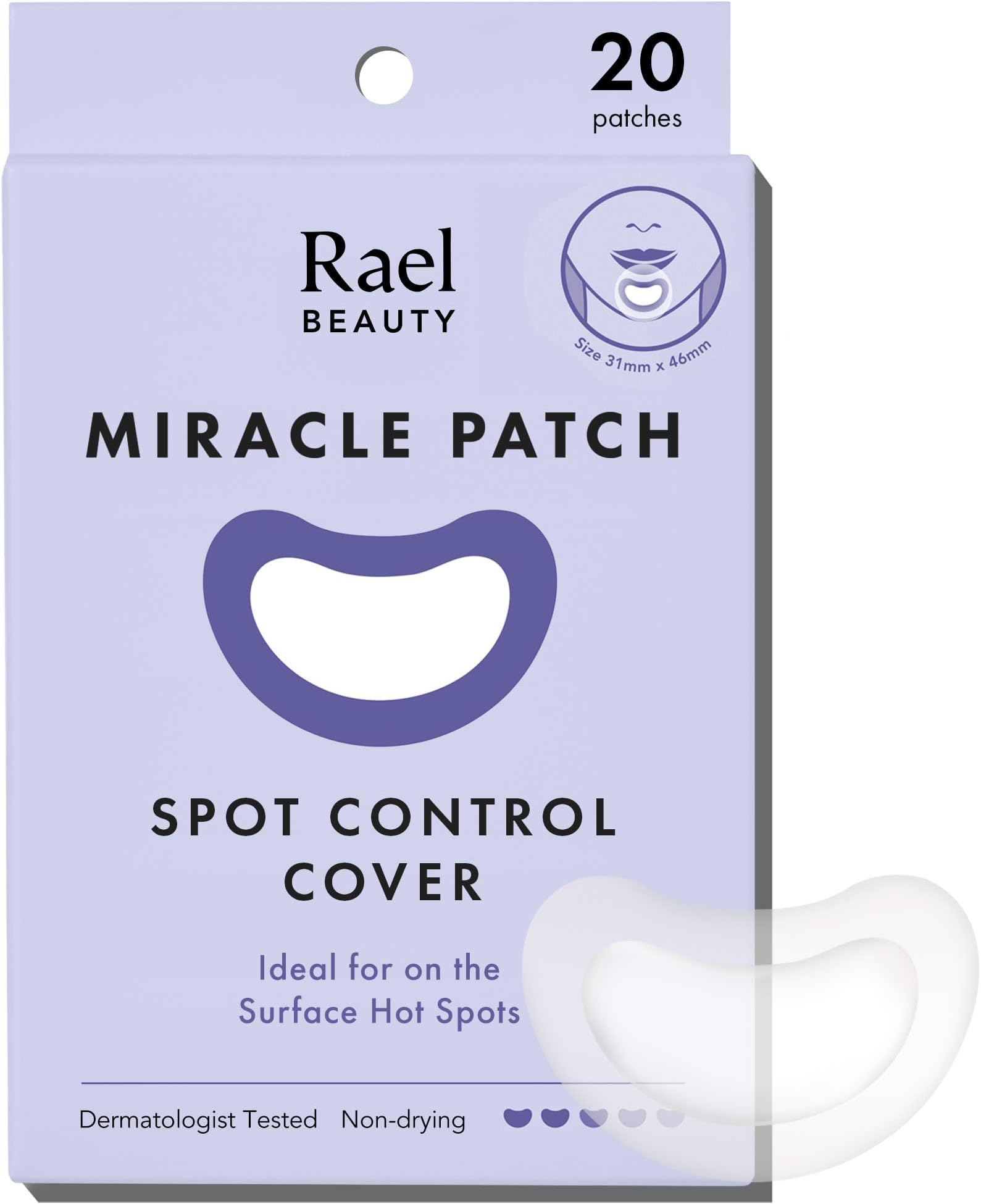 Rael Pimple Patches, Miracle Spot Control Cover - Hydrocolloid Acne Pimple Patch, Strips for Zits and Blemish, Korean Skin Care (20 Count)