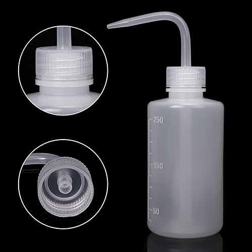 Miniatura 4 de DEPEPE Paquete de 6 botellas de 250 ml exprimibles para líquidos, botella de plástico LDPE de seguridad con boca estrecha y etiquetas de escala,