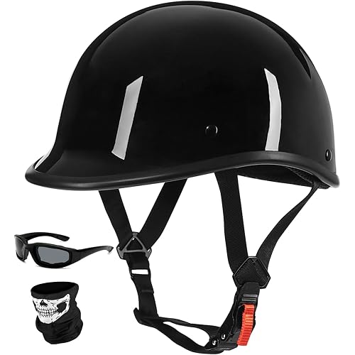Yesmotor Vintage Motorcycle Half Helmet - Lightweight Low Profile Open-Face Half-Face Helmet – DOT Approved