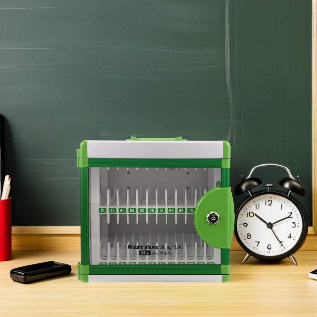TOYANDONA Armadio Portacellulare Portatile in Lega di Alluminio con 24 Scomparti e Serratura, Design Contemporaneo per Aule Scolastiche e Uso Esami