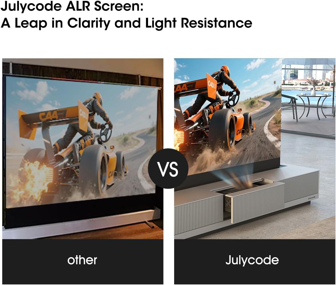 Smart Laser TV Cabinet with ALR Floor - Rising Screen | 4K Ultra - Short Throw Compatibility, One - Click Smart Linkage (100'' Laser tv Cabinet-Don't Need Projector)