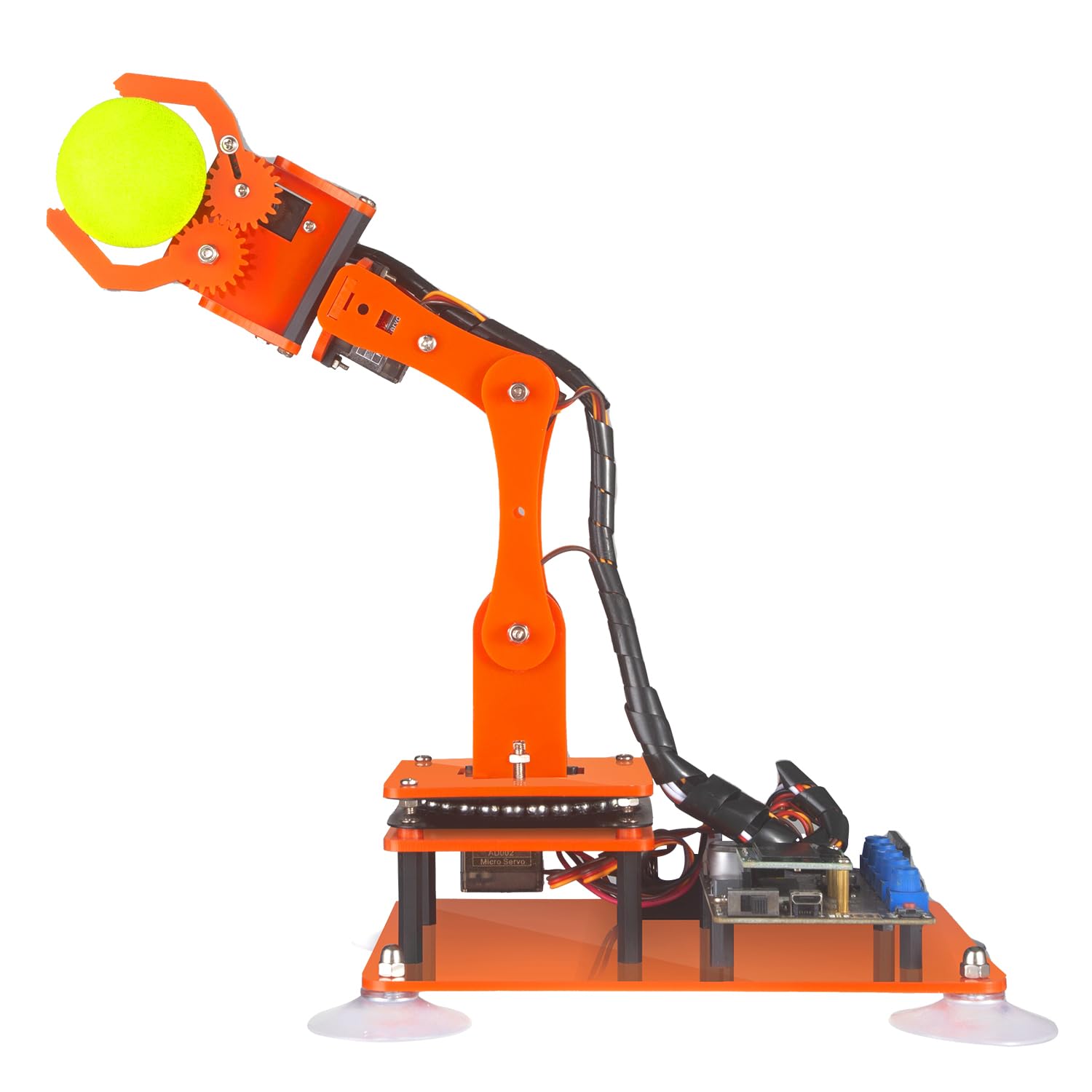 Adeept 5-DOF Robotic Arm Kit Compatible with Arduino IDE, Programmable DIY Coding STEM Educational 5 Axis Robot Arm with OLED Display Processing Code and Tutorials - Orange