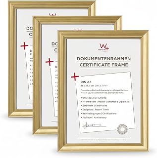 walther design Bilderrahmen Gold DIN A4 21x29,7 cm, 3er Pack Lounge JA130G3