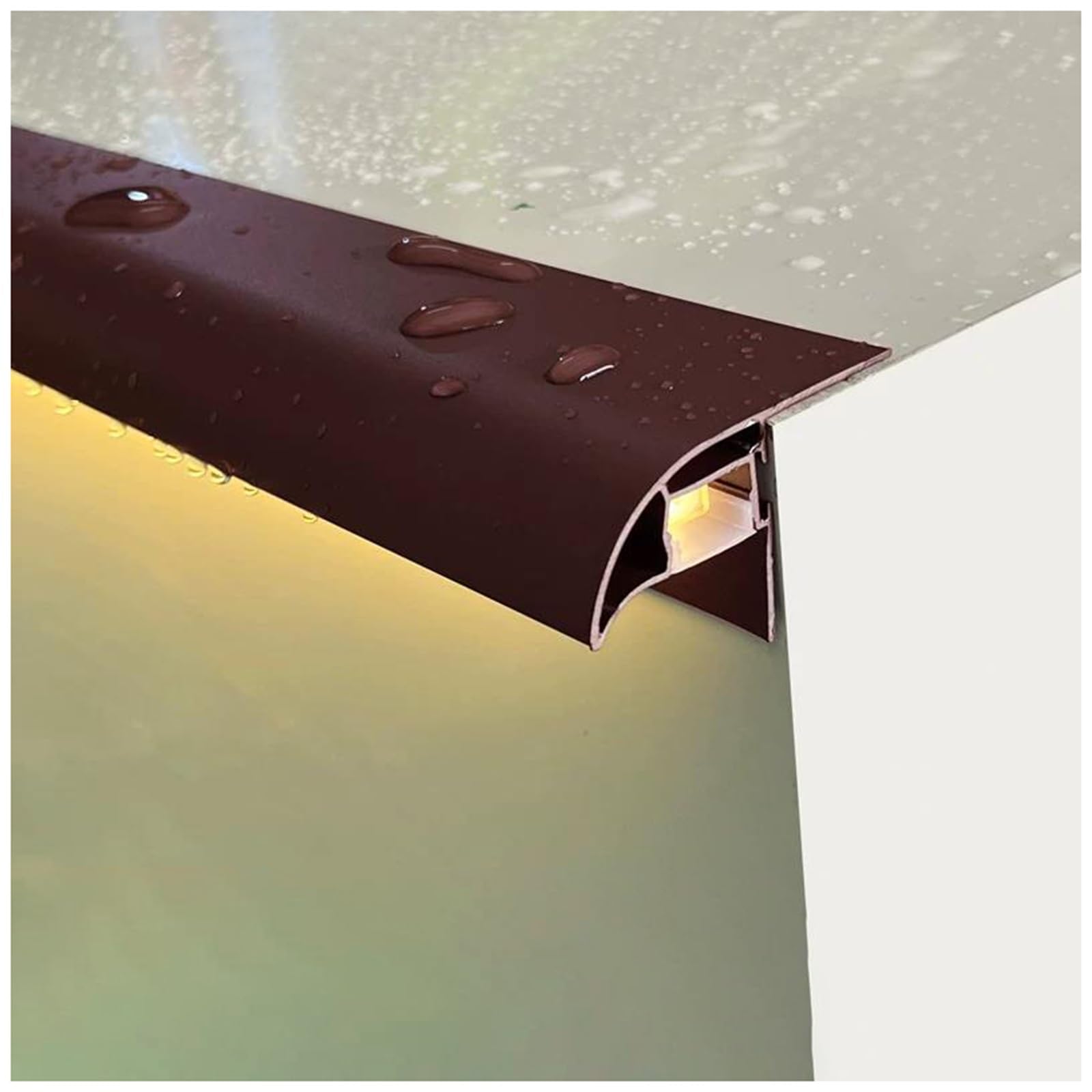 LXLZYXSF Exterior Drip Edge Flashing Building Trim with LED Light Channel, Roof Eaves Rain Diverter for Parapet Wall Protection, Metal Profile(Brown L-125cm/4.1ft,4 Pack)