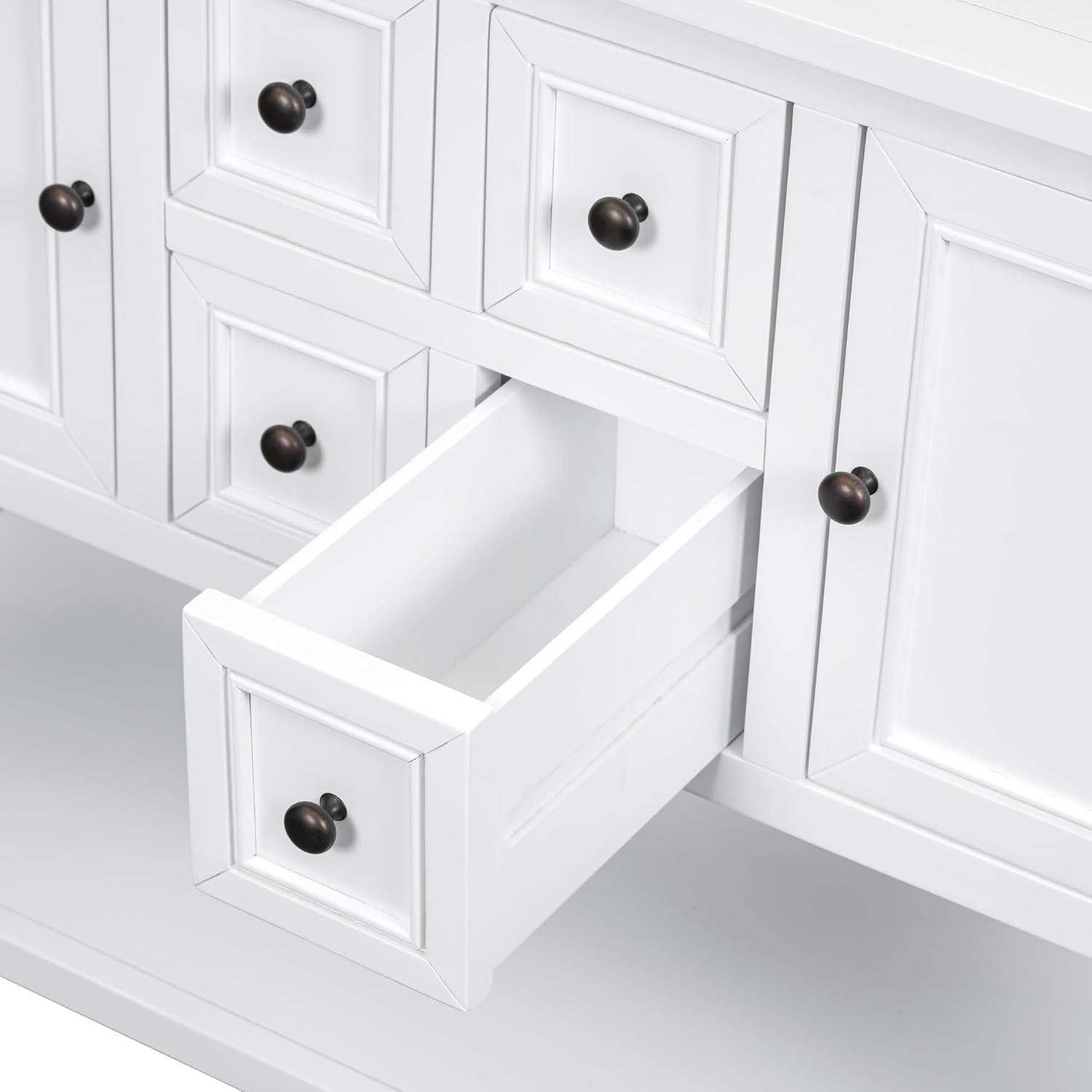 Merax Sideboard Buffet Cabinet with Storage, Rustic Storage Cabinet Console Table, White
