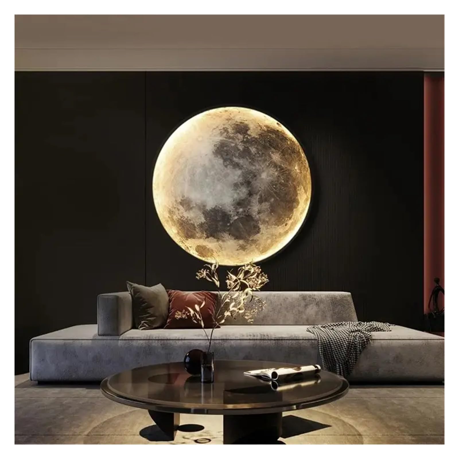 Generico Applique da parete Moon Corridoio corridoio murale Tavolo luminoso a LED Camera da letto Soggiorno Decorazione del bagno Specchio Applique da parete ad anello magico