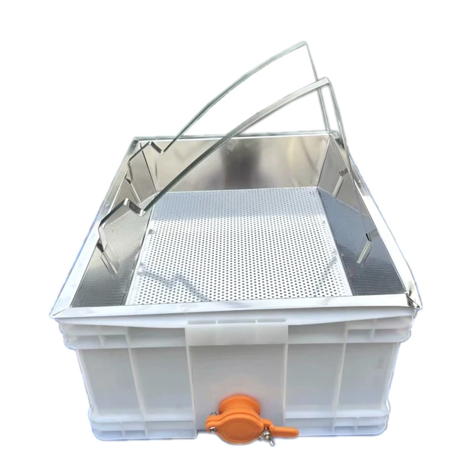 Estación de desoperculado para apicultura | Bandeja de goteo y recipiente de acero inoxidable, extractor de miel con boquilla, para la recolección de miel