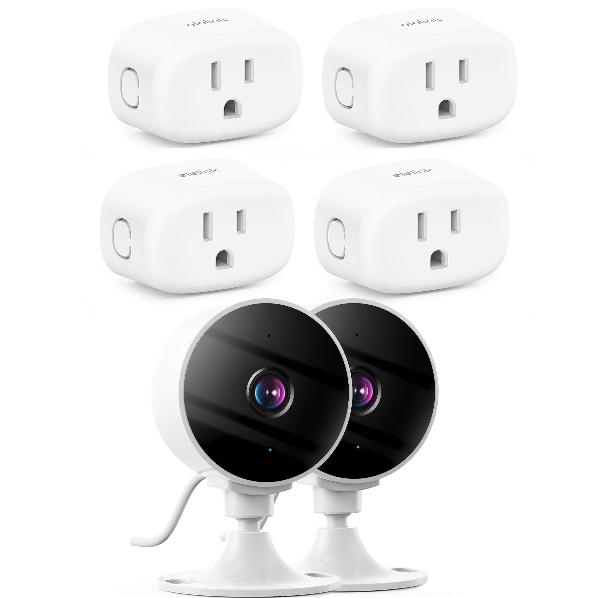 4 Packs Smart Plugs 2 Packs 2K 3MP Smart Camera Both No Hub Required 2 4GHz Wi-Fi Only