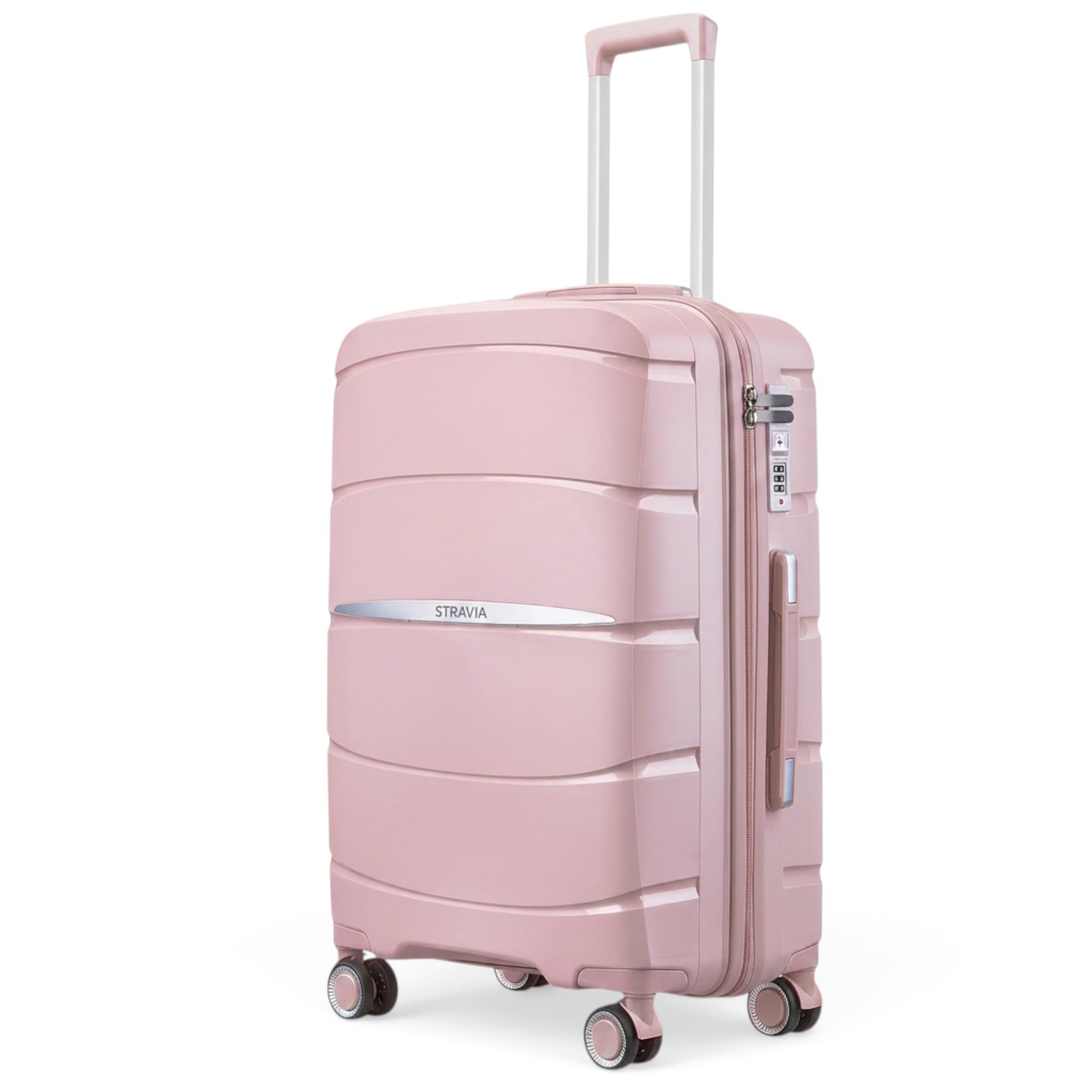 Grande Valise 75 cm Rigide Polypropylène - Valise Soute Avion Grande Taille XXL, 4 Roues Doubles Silencieuses, Serrure à Combinaison, Poignée Télescopique, 75 x 50 x 28 cm, Rose Gold