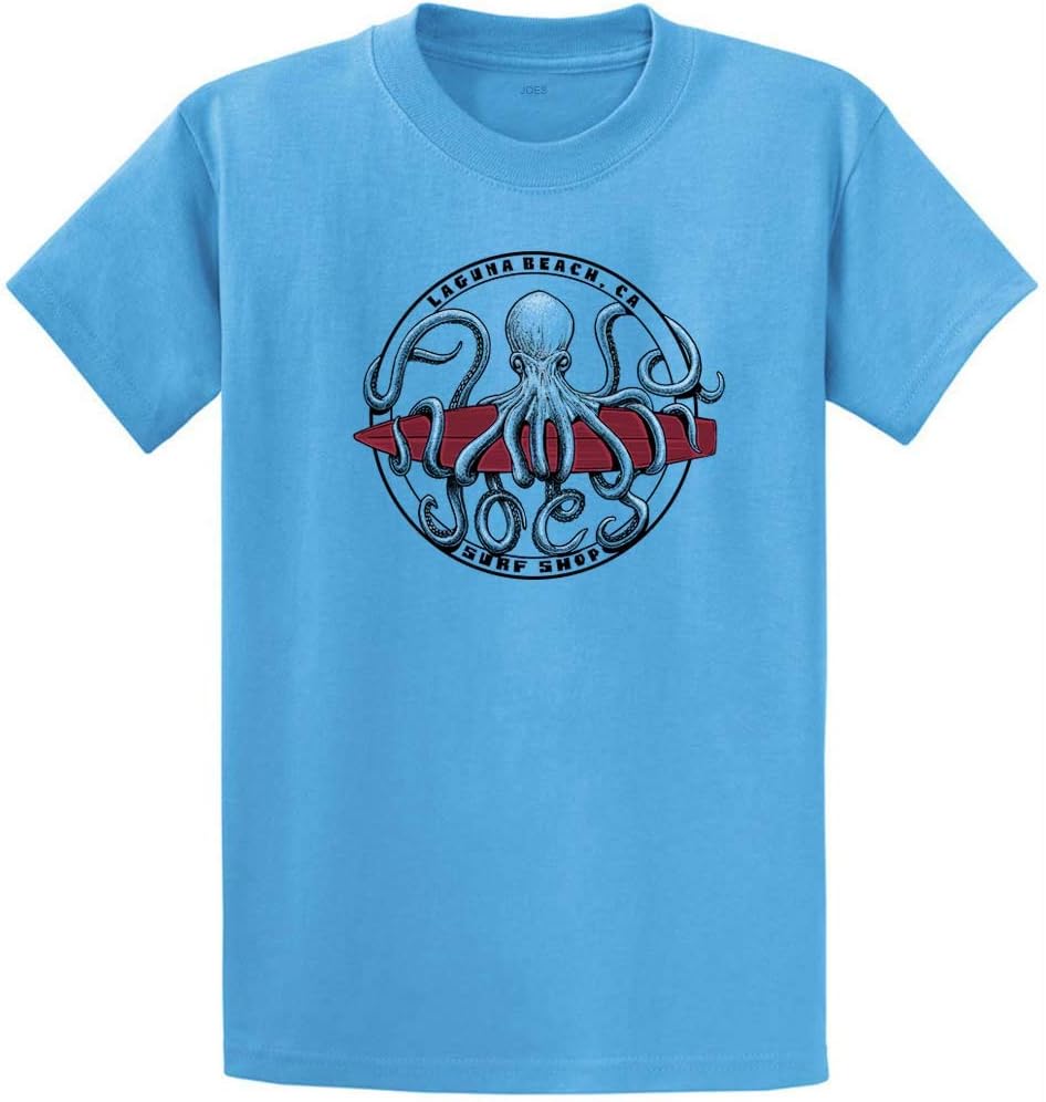 Joes Surf Shop Men's Octopus Meets Surfboard Logo Heavyweight Tees - Reg, Big & Tall