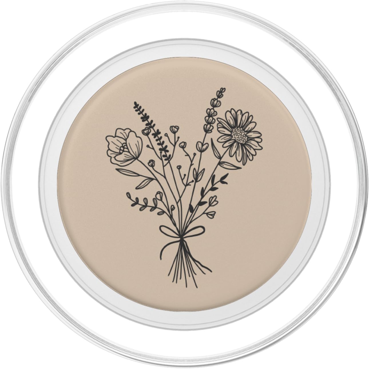 Sandy Beige Wildflower Floral Flower Design PopSockets MagSafe PopGrip for iPhone