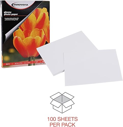 Miniatura 3 de Innovera IVR99490 - Papel fotográfico de 7 mil 8.5 pulgadas x 11 pulgadas, color blanco brillante (paquete de 100)