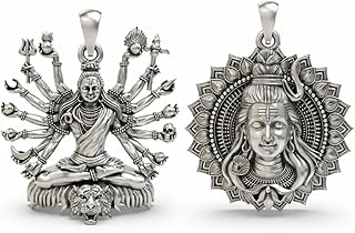 CRAFTWELL CW Lord Shiv Bholenath Face Locket with Chain and Steel Pendant, oxidised Spiritual Pendant, Religious Necklace ...