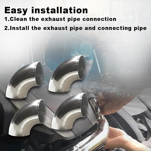 Miniatura 6 de Tubo de codo de escape OD de 4 pulgadas y 90 grados (codo doblado de mandril) SS304 de acero inoxidable apto para codo de escape modificado de