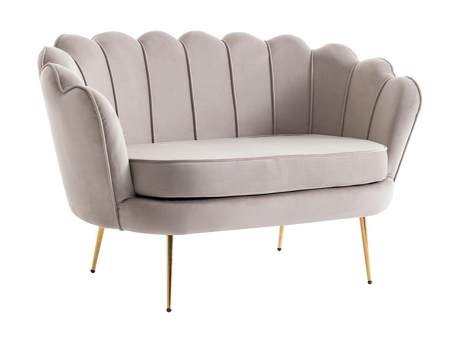 Vente-unique - Canapé 2 Places et Fauteuil Coquillage en Velours Taupe Dandelion
