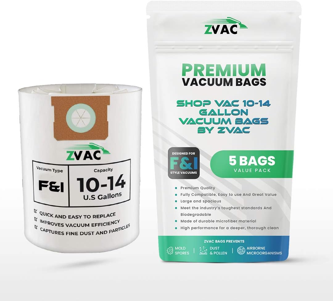 Shop-Vac Type F Replacement Vacuum Cleaner Paper Bags Compatible with Shop-Vac Part # 90662 & 90672 Fits Type F 90662, 90672 9066200, 90671, 9067100, 906-62-00, 906-72-00, 906-72-11 & 9067200.
