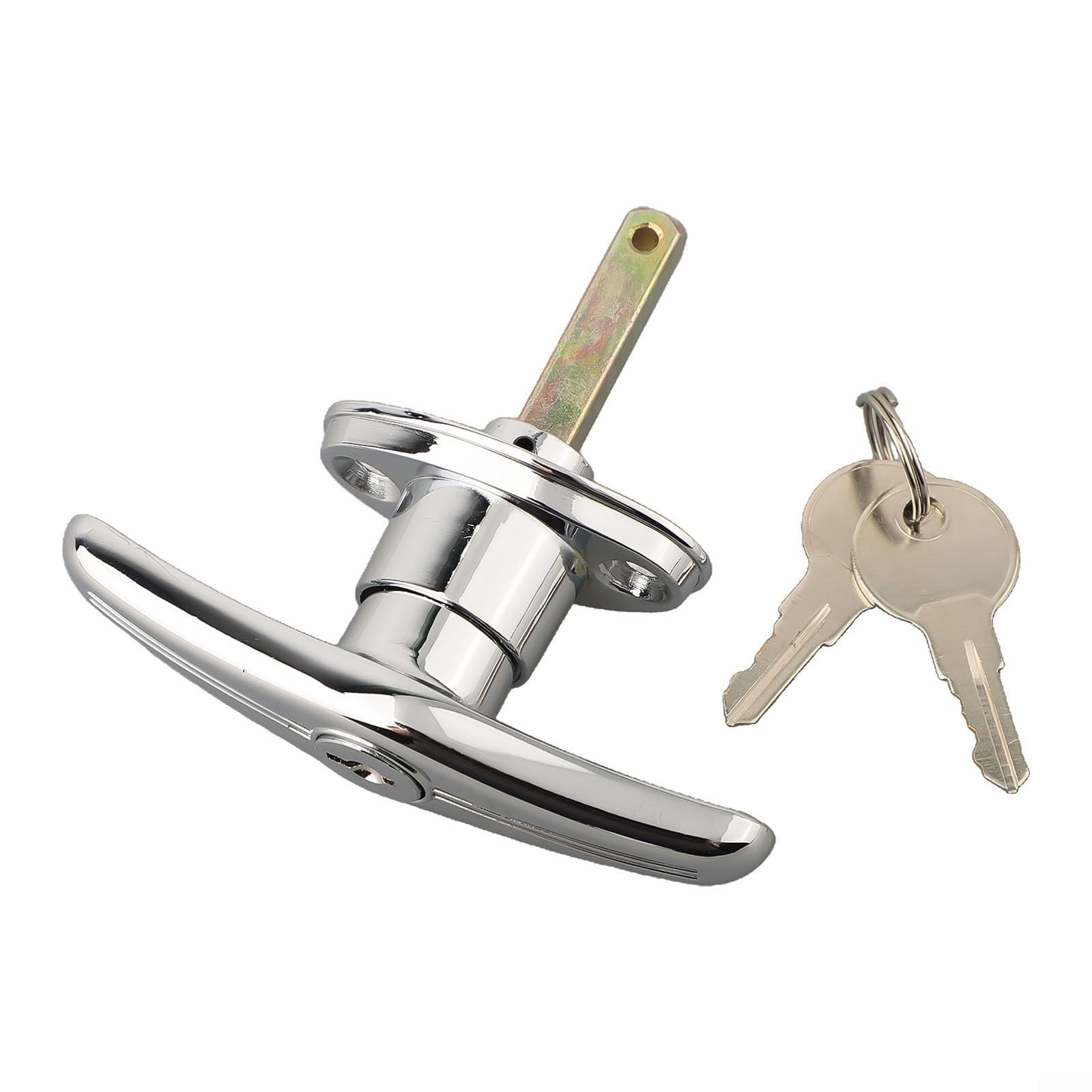 ZWEquipint T Handle Security Door Lock,with 2 Keys Rear Fix Installation Metal Garage Lock,for Shed for Caravan Campervan Silver 10 8.55cm