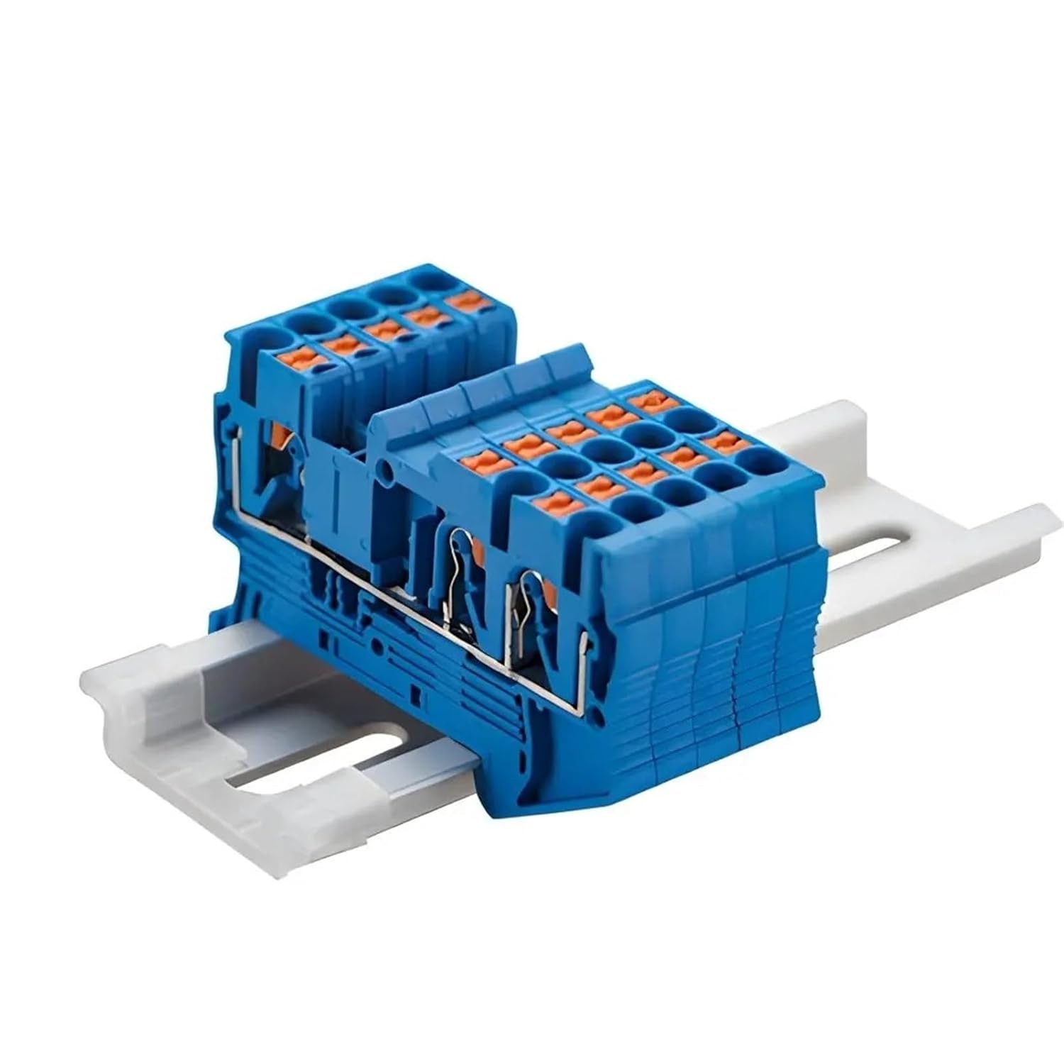 10pcs Terminal Block Din Rail Mount PT 2.5-Twin 3 Conductors Push in Spring Screwless Feed Through Wire Conductor Wire Connector(Gray)