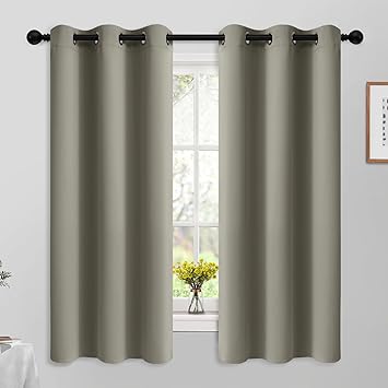 Yakamok Premium Room Darkening Thermal Insulated Curtains for Bedroom/Living Room - Classic Grommet Top (2 Panels, Taupe, 42 Inch by 63 Inch)