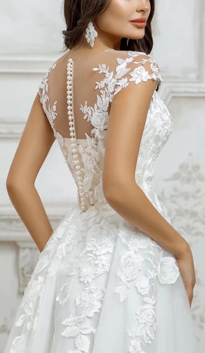 Abito da Sposa Corto in Pizzo delle Donne Abito da Sposa, Avorio 06, 36