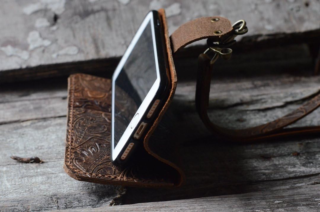 JJNUSA Handmade Genuine Italy Old Leather Case for iPhone 7 4.7" Book Wallet case iPhone 8 Old Brown