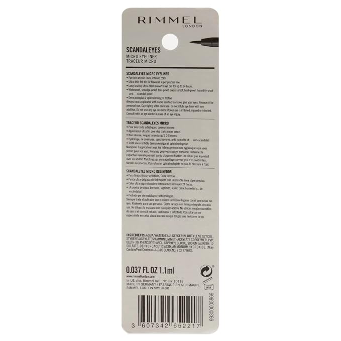 Rimmel London Scandaleyes Micro Eyeliner Waterproof Negro miniatura 2
