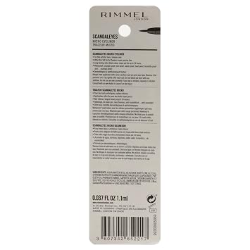 Rimmel London Scandaleyes Micro Eyeliner, Waterproof, Long-Wearing, Smudge-Proof, 001, Black, 0.04oz